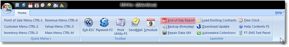 Main Menu Toolbar EOD