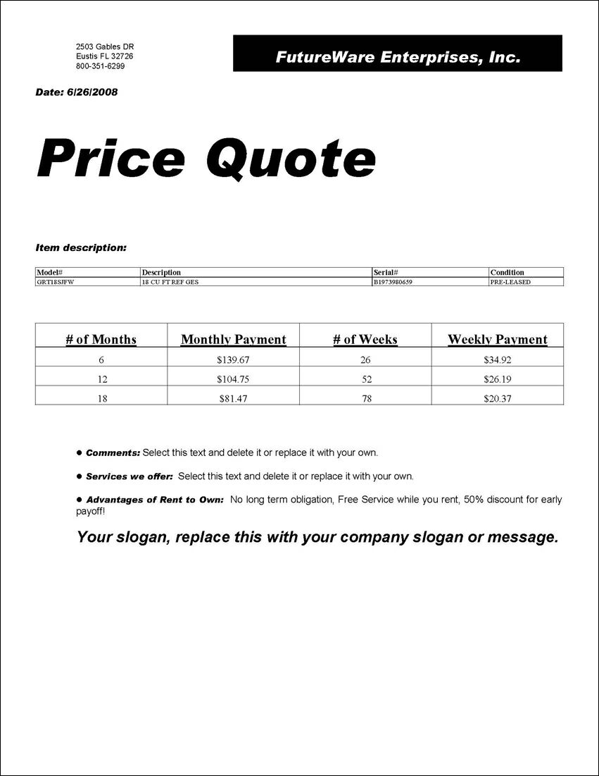 How To Write A Price Quote Grude Interpretomics Co